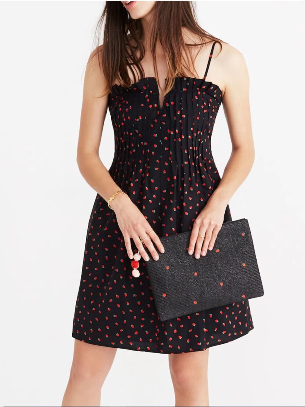 Madewell Pintuck Cami Dress in Fresh Strawberries